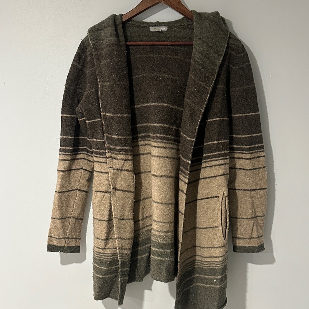 Horny Toad Striped Gray and Tan Cardigan